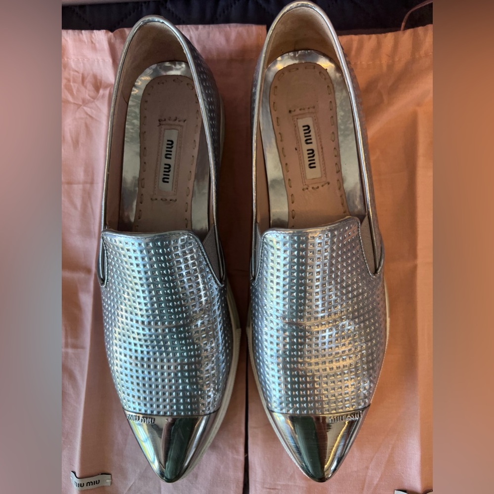 Miu Miu Metal Silver Sneakers